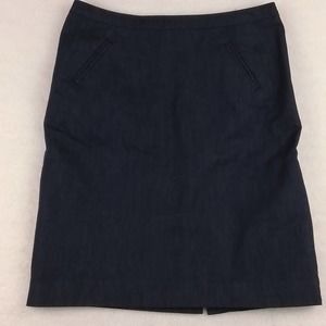Ann Taylor Loft Lined Cotton Skirt‎ Size 4 Petite in Dark Denim